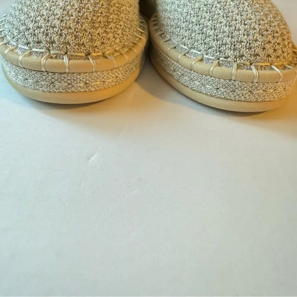 Rothy's Women's cream gold espadrilles ballet wrap flats